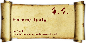 Hornung Ipoly névjegykártya
